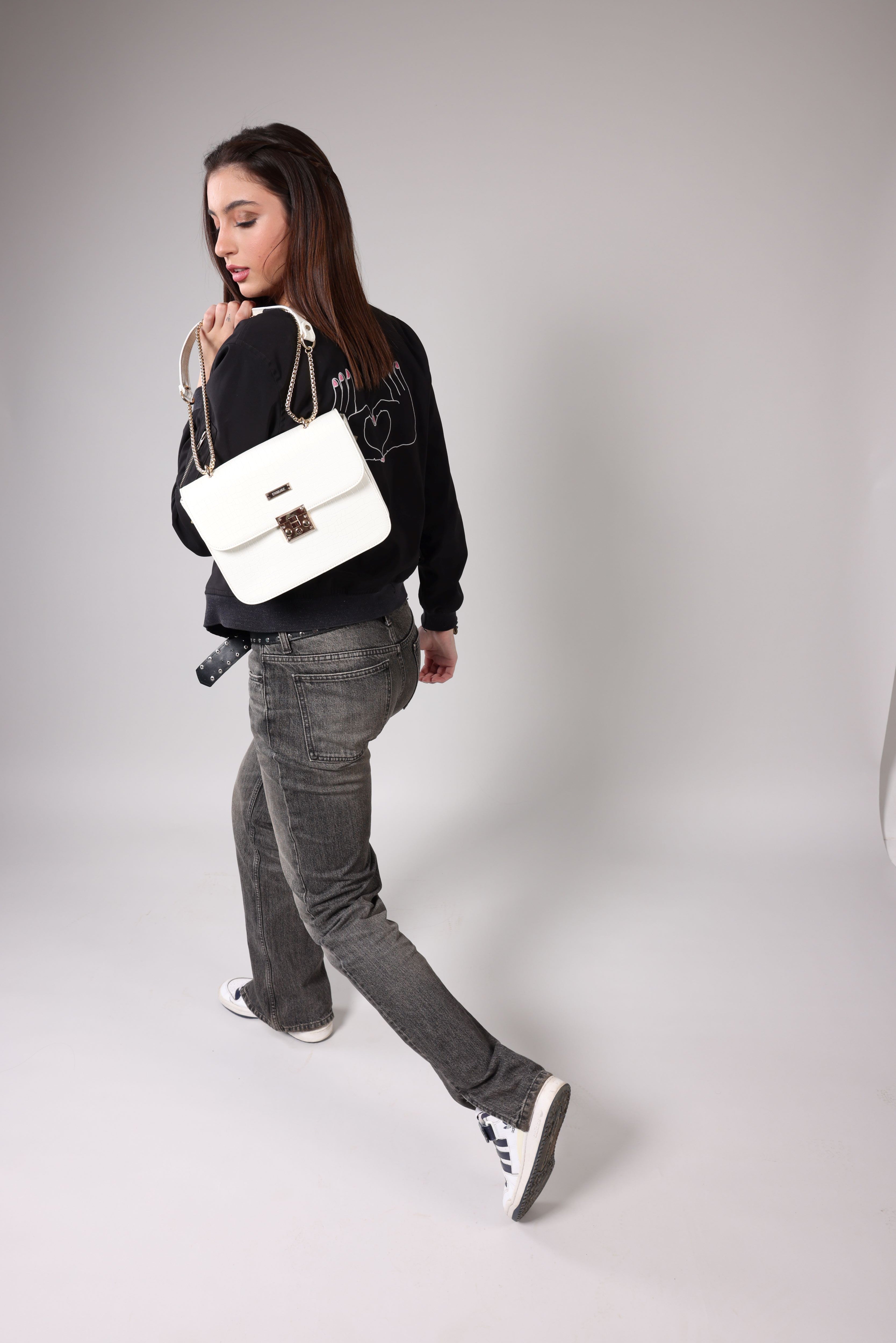 White Croco Shoulder / Crossbody Bag