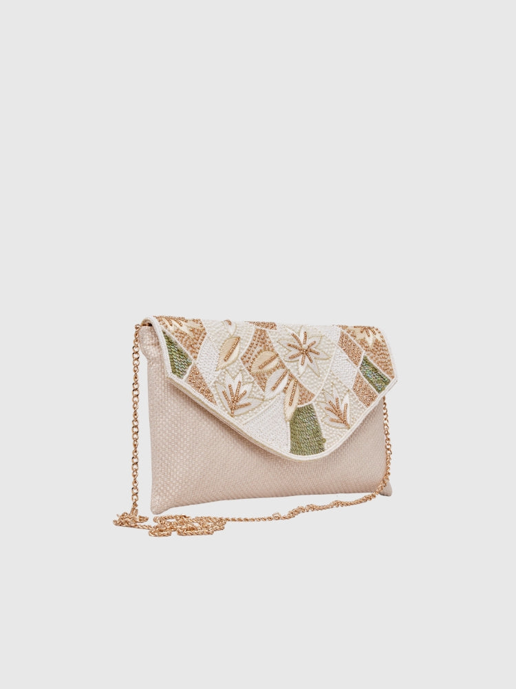 Ethnic - White Handwork Envelope Hand/Sling Bag