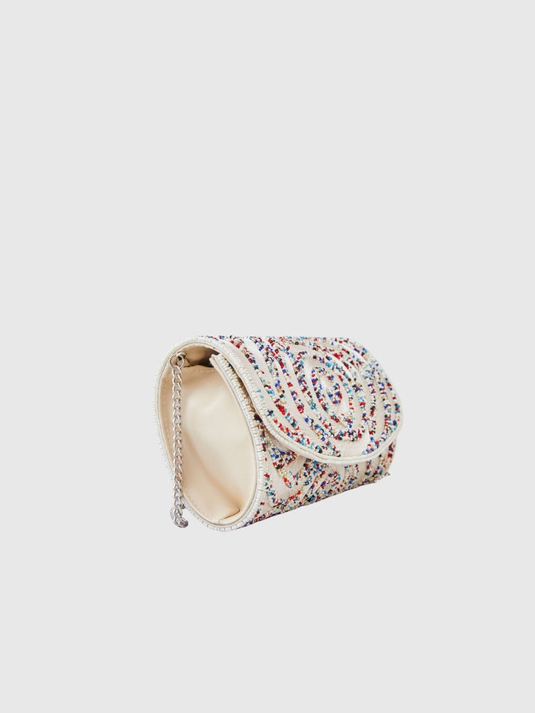 Ethnic - White Beaded Mini Sling