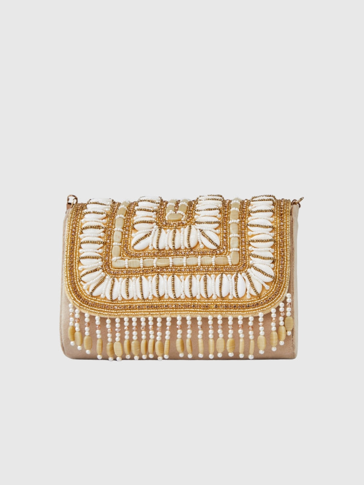 Ethnic - Beige/Copper Handwork Sling Bag