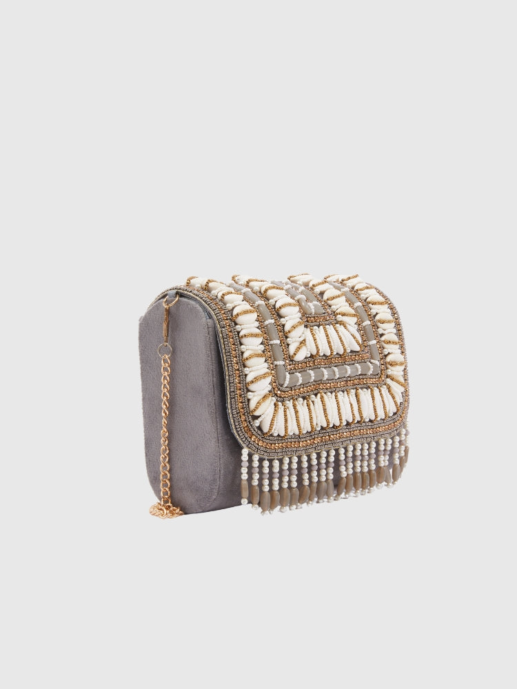 Ethnic - Gray Handwork Sling Bag