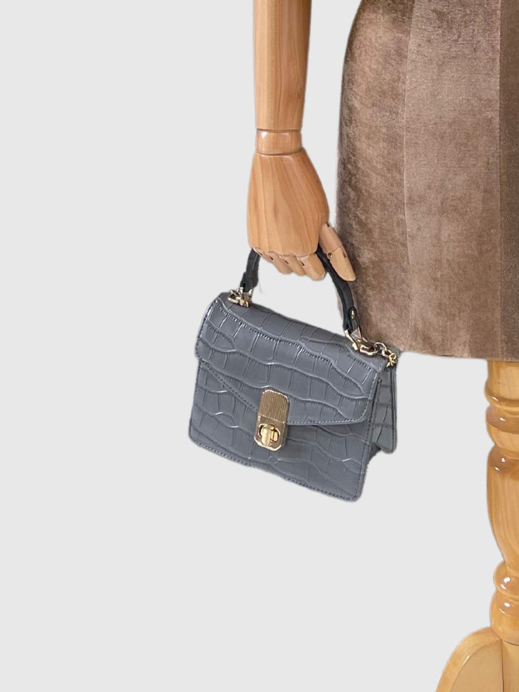 Concrete Grey Croco Finish Hand-held/ Crossbody bag