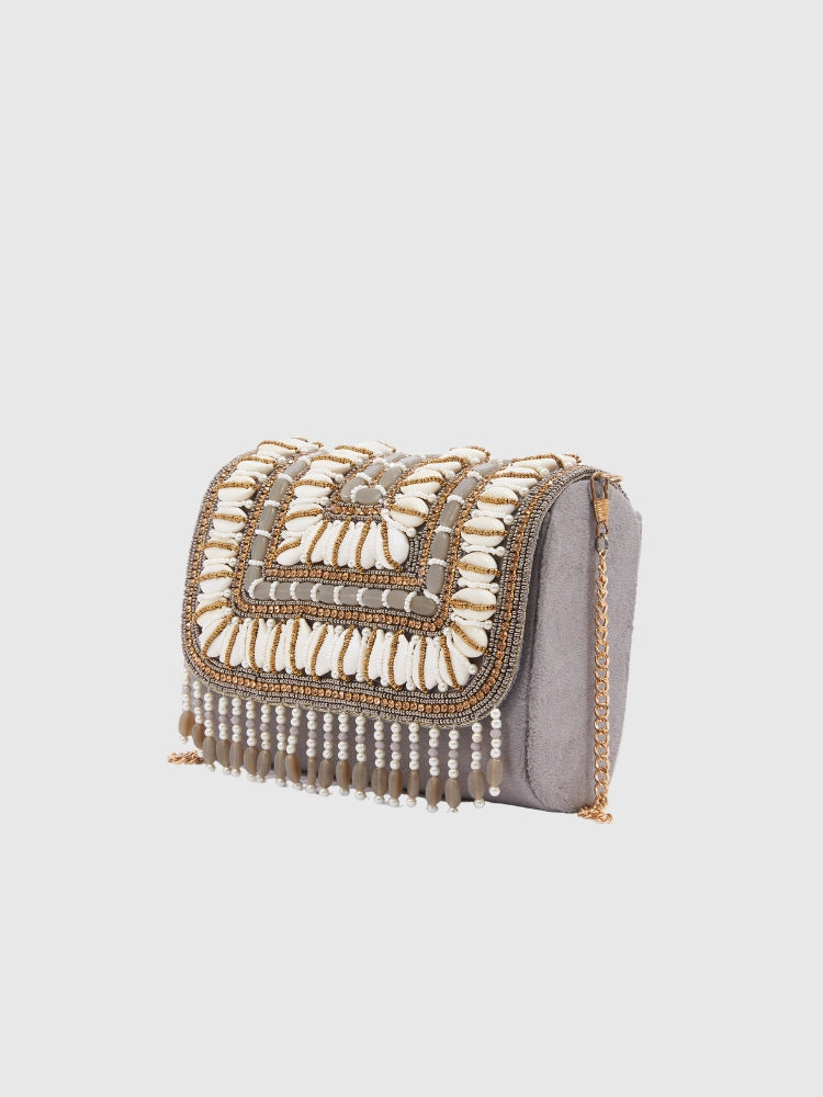 Ethnic - Gray Handwork Sling Bag