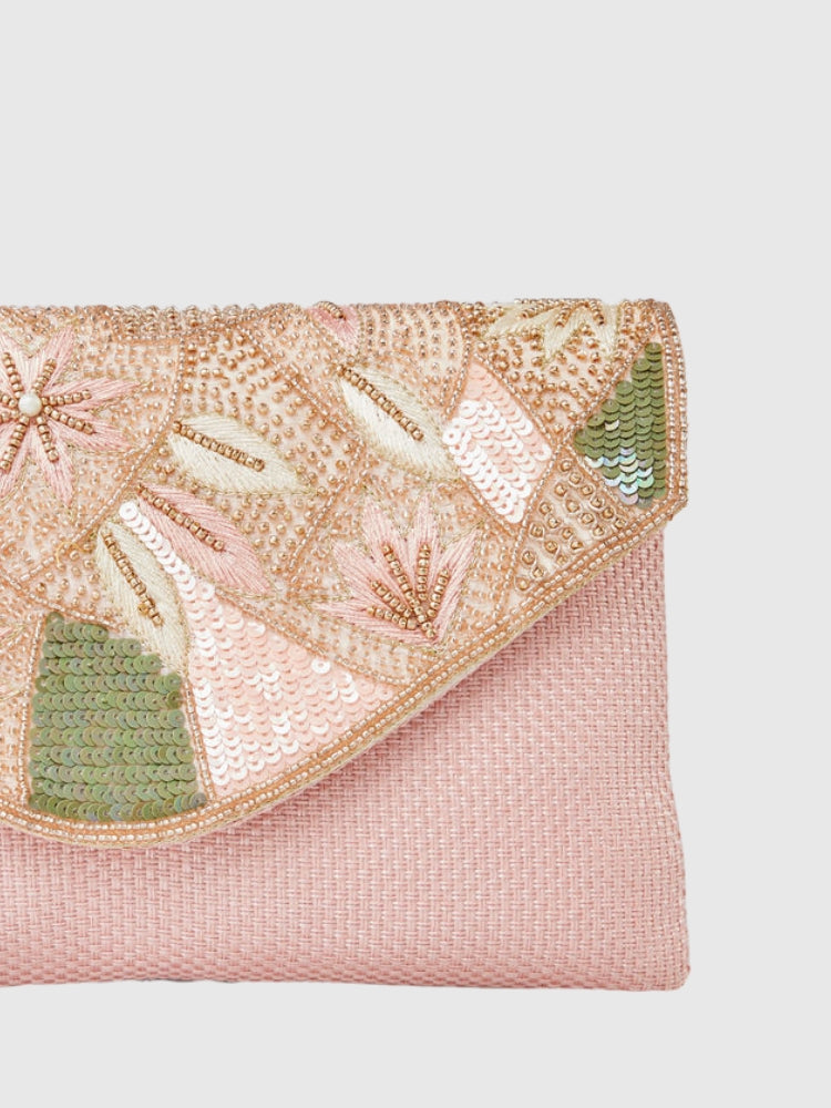 Ethnic - Peach Handwork Envelope Hand/Sling Bag