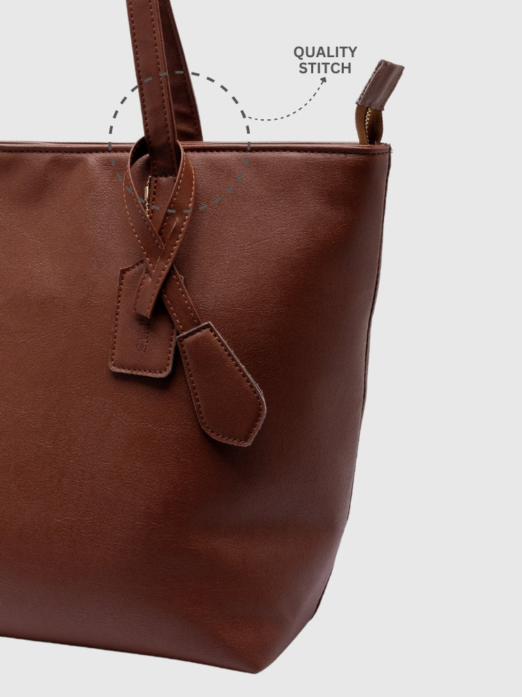 All in one organizer tote bag - Cognac Brown