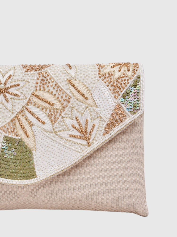 Ethnic - White Handwork Envelope Hand/Sling Bag