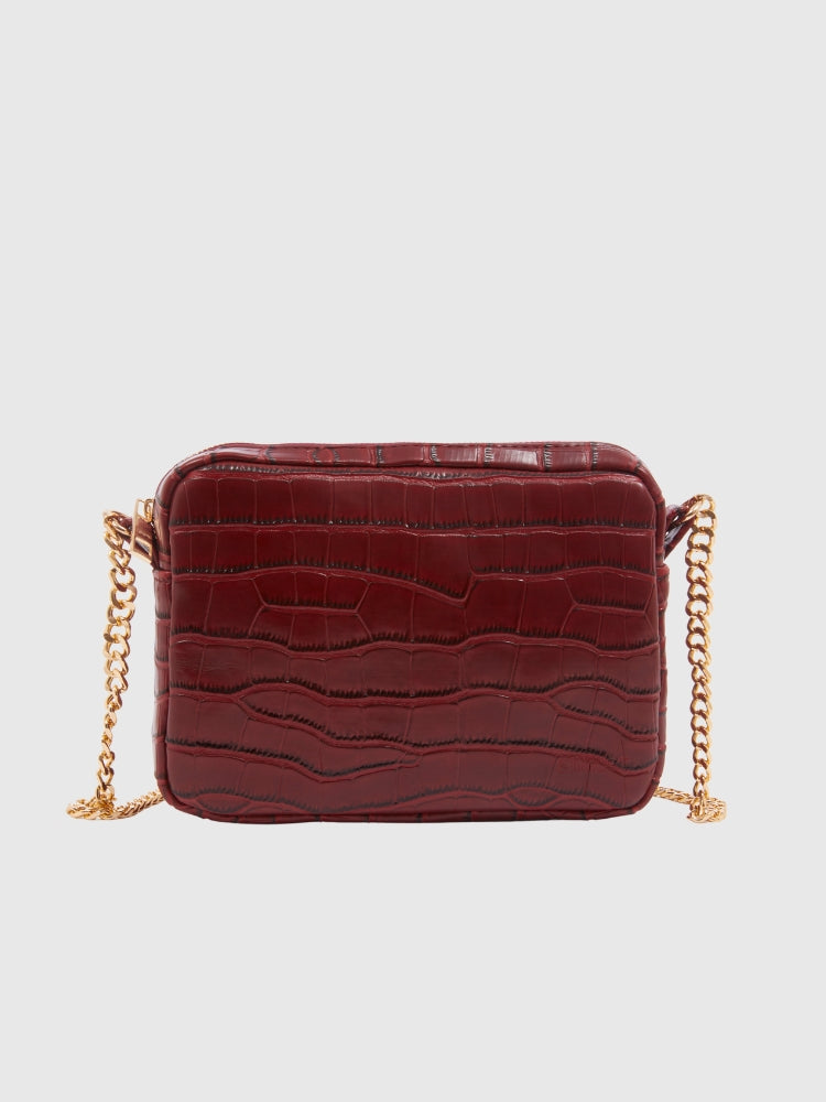 Maroon Croco PU leather Sling Bag