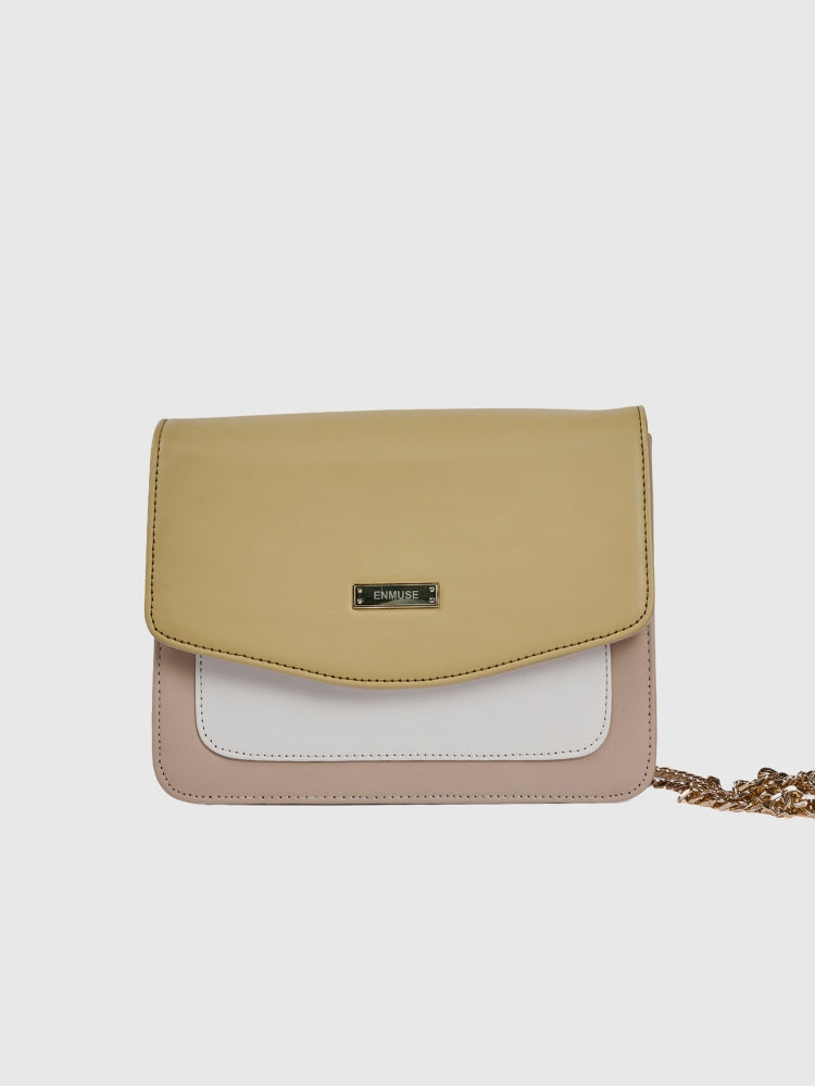 Yellow-White-Beige Casual Sling Bag