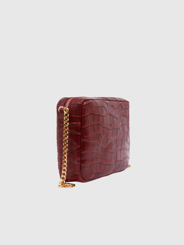 Maroon Croco PU leather Sling Bag