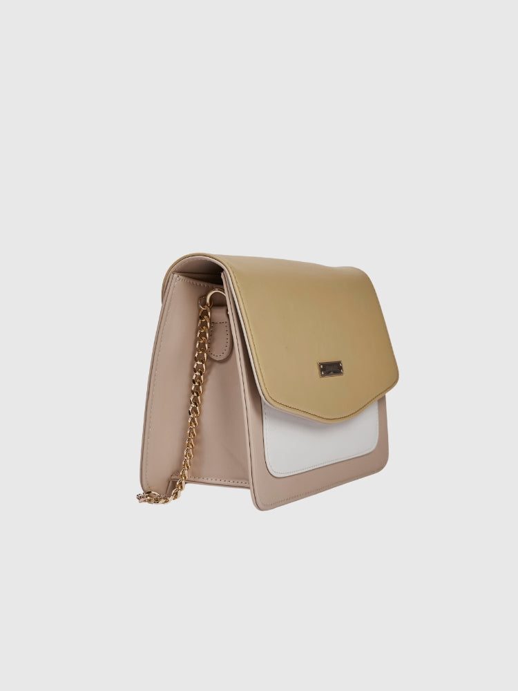 Yellow-White-Beige Casual Sling Bag