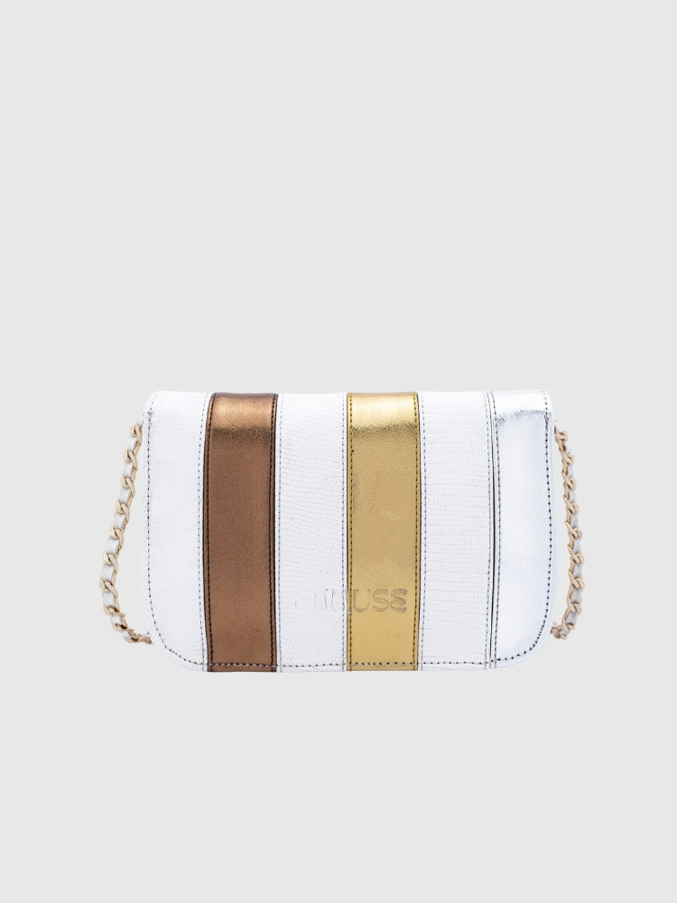 Mini Multicolor Saffiano PU - Metallic Sling White