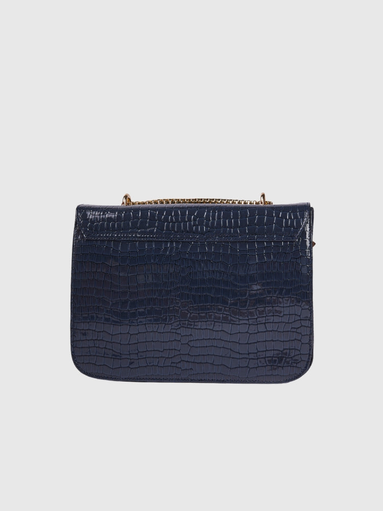 Navy Blue Croco Shoulder / Crossbody Bag