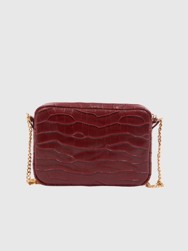 Maroon Croco PU leather Sling Bag