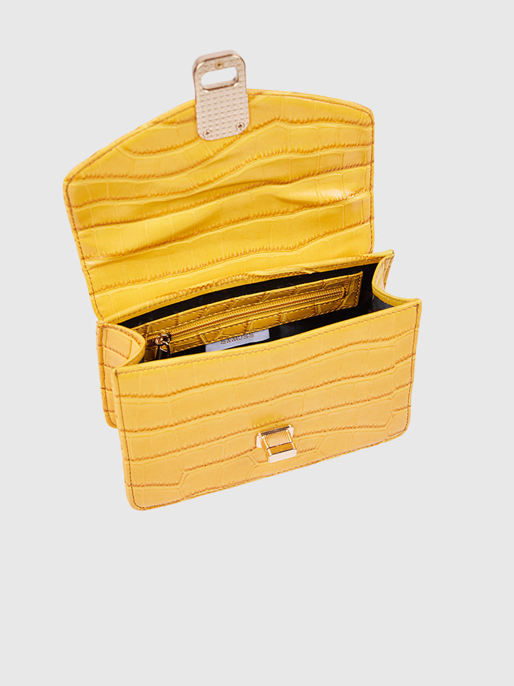 Yellow Croco Finish Hand-held/ Crossbody bag