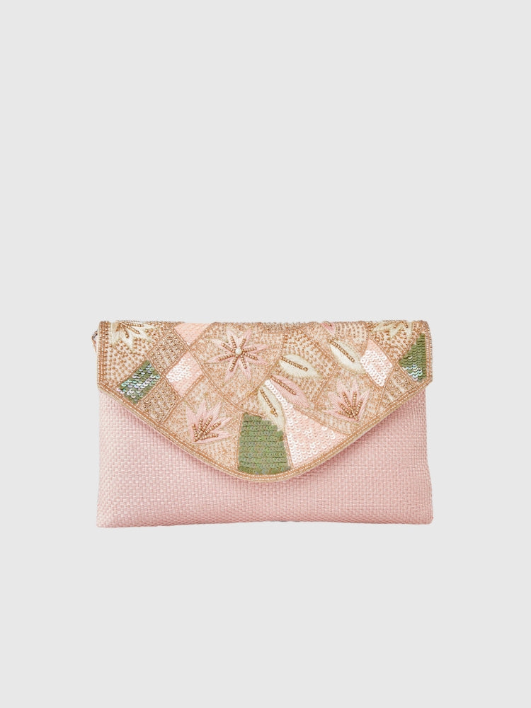 Ethnic - Peach Handwork Envelope Hand/Sling Bag