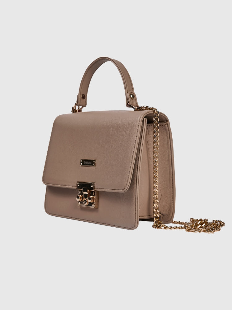 Beige Casual Grain PU Hand Bag