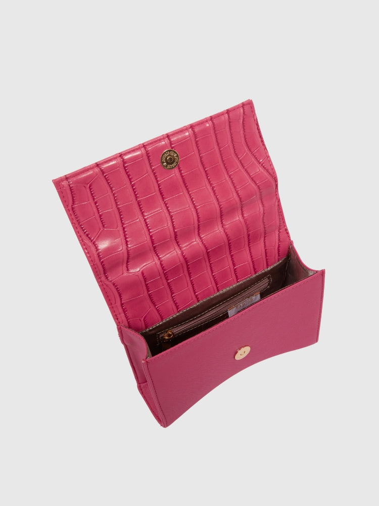 Hot Pink Croco - Saffiano Texture PU Handbag / Crossbody